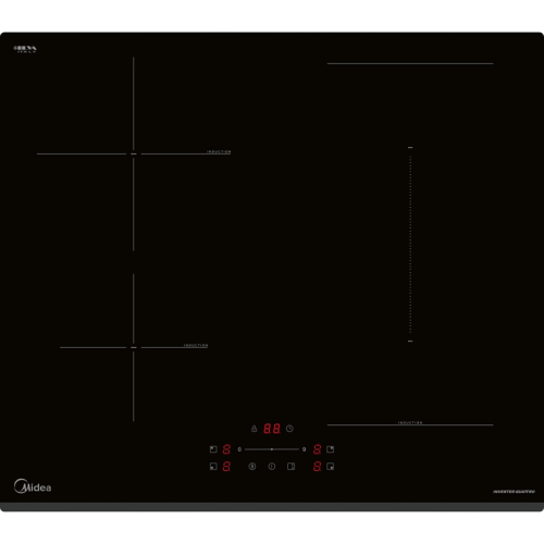Индукционная варочная поверхность MIDEA/ Индукционная варочная поверхность MIDEA, 60 см, скошенный передний край, сенсорное/слайдерное управление, Inverter quattro, 1 Flex Zone, Booster, таймер, индикация остаточного тепла, защита от детей, цвет черный