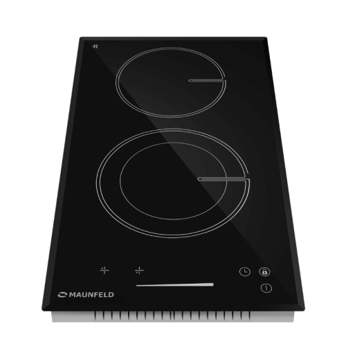 Электрическая варочная панель, 29 см, 2 конфорки, сенсорное управление, зона расширения, автоматическое отключение, таймер, черный