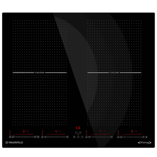 Встраиваемые индукционные панели MAUNFELD/ Встраиваемые индукционные панели MAUNFELD CVI594SF2BK Inverter Индукционная варочная панель, 60 см, 4 конфорки, Flex Zone, слайдерное управление, мощность конфорок 2000, 2000, 1500, 1500 Вт, технология непрерывно