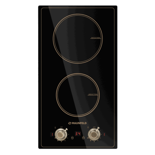 Встраиваемые индукционные панели MAUNFELD/ Встраиваемые индукционные панели MAUNFELD CVI292MBKBR  30 см, Домино, Управление: механическое, стеклокерамика, мощность конфорок 1200, 2000 Вт, автоматическое выключение, таймер, цвет черный/бронза
