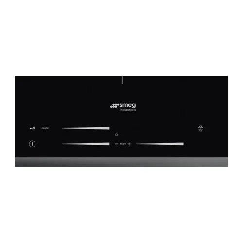 Варочная поверхность Smeg/ Индукционная варочная поверхность, 60 см, скошенный край, 3 конфорки, слайдерное управление, 14 уровенй мощности, индикация остаточного тепла, автовентиляция, пауза, таймер, индикация времени, определение посуды, защита от случа