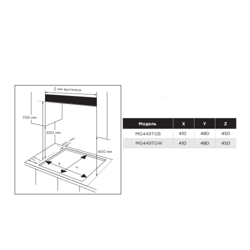 Газовая варочная панель MIDEA/ MDK/Газовая варочная панель MIDEA, 45 см, WOK-конфорка, чугунные решетки, автоподжиг, газконтроль, адаптер для кофе, цвет черный