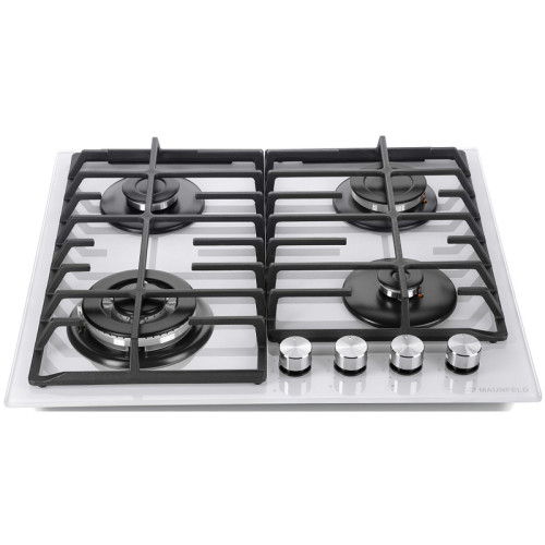 Встраиваемые газовые панели MAUNFELD/ Встраиваемые газовые панели MAUNFELD EGHG.64.63CW/G , газ, газ на стекле, ширина 60 см, 4 конфорки, чугунные решетки, газ-контроль, электроподжиг, WOK, механическое управление, мощность конфорок 1000,1700,1700,3800, ц