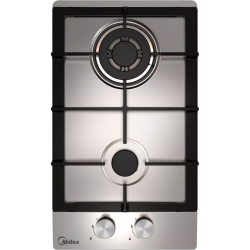 Газовая варочная поверхность Midea/ Газовая варочная поверхность Домино, ширина 30 см, 2 газовые конфорки Defendi, 1 конфорка повышенной мощности WOK 3,3 кВт с тремя рядами пламени, фронтальные поворотные регуляторы, электроподжиг, газ-контроль каждой кон