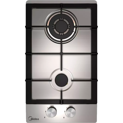 Газовая варочная поверхность Midea/ Газовая варочная поверхность Домино, ширина 30 см, 2 газовые конфорки Defendi, 1 конфорка повышенной мощности WOK 3,3 кВт с тремя рядами пламени, фронтальные поворотные регуляторы, электроподжиг, газ-контроль каждой кон