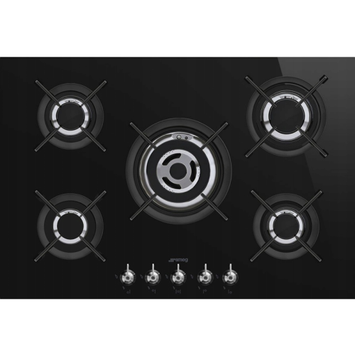 Встраиваемая газовая панель SMEG/ Газ,  Classica, газовая варочная панель, 75 см, черная стеклокерамика