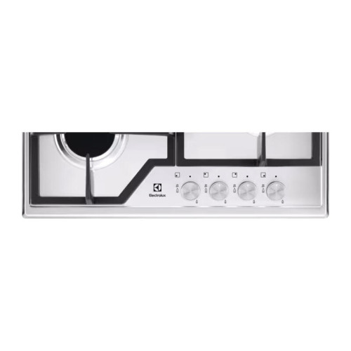 Встраиваемые газовые панели ELECTROLUX/ Газовая варочная поверхность -нержавеющая сталь, мощность: 7800 Вт, автоматический электроподжиг, газ-контроль, решетки: чугун, независимая установка, размеры (ШхГ): 59.5x51 см