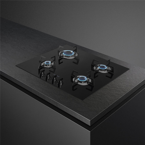 Встраиваемая газовая панель SMEG/ Газ,  Dolce Stil Novo, Газовая варочная панель, 60 см, черная стеклокерамика, прямой край