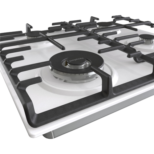 Встраиваемые газовая панели GORENJE/ Встраиваемые газовая панели GORENJE GW642SYW Газ, 60 ? 13 ? 52 см, Газ-контроль, чугунные решетки, вок, белый