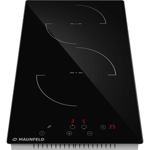 Встраиваемая варочная панель/ Электрическая варочная панель, 30 см, 2 конфорки, сенсорное управление, автоматическое отключение, таймер, черный