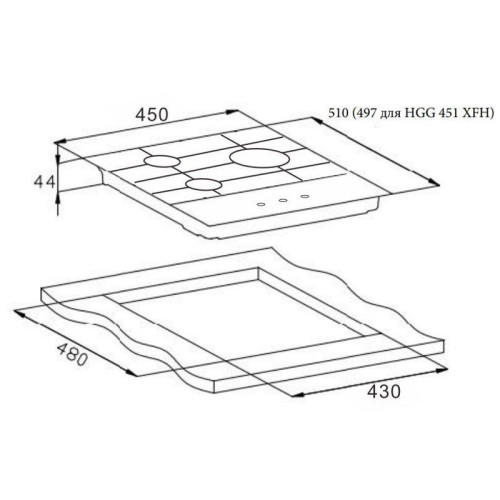 Газовая варочная поверхность/ Газовая варочная поверхность Weissgauff HGG 451 XFh нержавеющая сталь