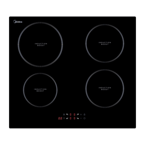 Индукционная варочная поверхность Midea/ MDK/Индукционная варочная поверхность, ширина 60 см, 4 индукционные зоны,  функция Booster, сенсорное управление, 9 уровней мощности, таймер, индикаторы остаточного тепла, функция 