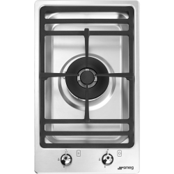 Газовая варочная панель Smeg/ Газовая варочная панель Smeg, 30 см, 1 конфорка, поворотные переключатели, автоматический электроподжиг, цвет нержавеющая сталь