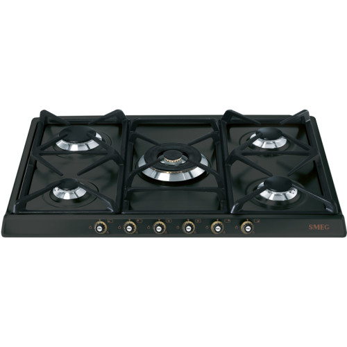 Встраиваемые газовые панели SMEG/ Газ,  CORTINA,газовая варочная панель, 70 см,антрацит/фурнитура латунь