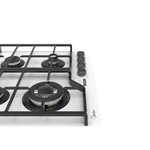 Газовая варочная панель MIDEA/ MDK/Газовая варочная панель MIDEA, 60 см, WOK-конфорка, чугунные решетки, автоподжиг, газконтроль, адаптер для кофе, цвет белый