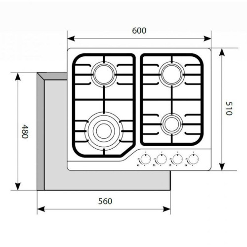 Газовая варочная поверхность/ Газовая варочная поверхность Lex GVS 640 IX нержавеющая сталь