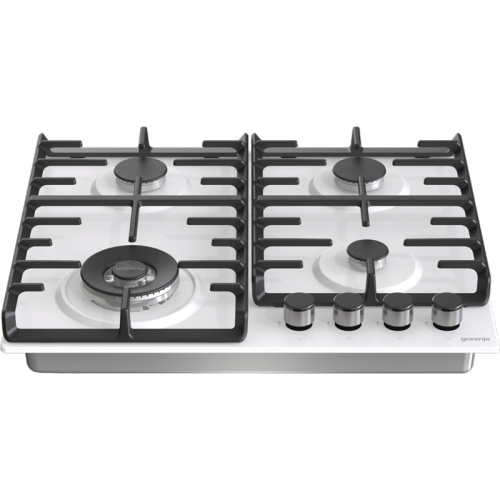 Встраиваемые газовая панели GORENJE/ Встраиваемые газовая панели GORENJE GW642SYW Газ, 60 ? 13 ? 52 см, Газ-контроль, чугунные решетки, вок, белый