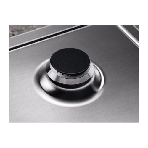 Встраиваемые газовые панели ELECTROLUX/ Газовая варочная поверхность -нержавеющая сталь, мощность: 7800 Вт, автоматический электроподжиг, газ-контроль, решетки: чугун, независимая установка, размеры (ШхГ): 59.5x51 см