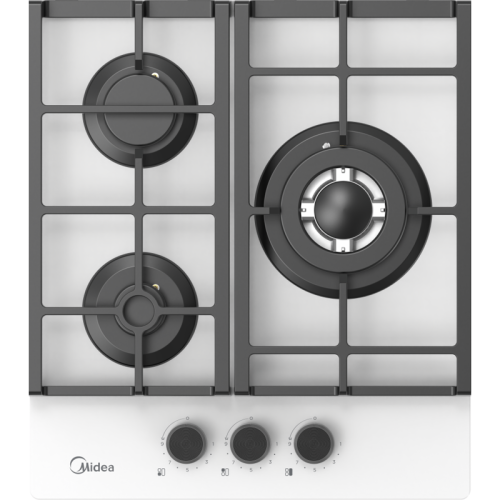 Газовая варочная панель MIDEA/ MDK/Газовая варочная панель MIDEA, 45 см, WOK-конфорка, чугунные решетки, автоподжиг, газконтроль, адаптер для кофе, цвет белый