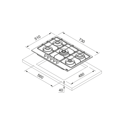 Встраиваемые газовые панели Franke/ Better, Вар.пов.газ. FHSM 755 4G DC XS C Встраиваемые газовые панели Franke/ Better, Вар.пов.газ. FHSM 755 4G DC XS C