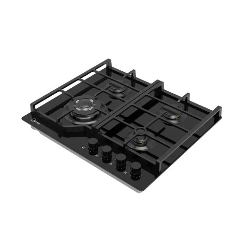 Газовая варочная панель MIDEA/ Газовая варочная панель MIDEA, 60 см, 4 конфорки, закаленное стекло, WOK-конфорка, чугунные решетки, автоподжиг, газконтроль, адаптер для кофе, цвет черный