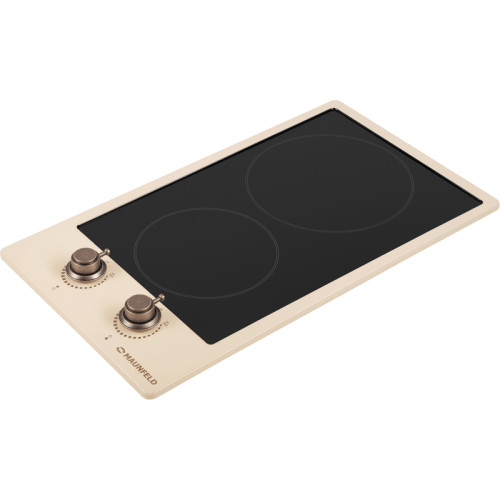 Электрическая варочная панель MAUNFELD/ Электрическая варочная панель EEHE.32VCBGB.R Hi-Light, механическое управление, 2 конфорки, мощность конфорок 1200, 1700 Вт, автоматическое выключение, цвет бежевый/бронзовый