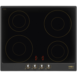 Встраиваемая электрическая панель SMEG/ Индукционная варочная панель, 60 см, антрацит, фурнитура латунная
