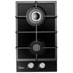 Газовая варочная поверхность Midea/ Газовая варочная поверхность Домино, ширина 30 см, 2 газовые конфорки Defendi, 1 конфорка повышенной мощности WOK 3,3 кВт с тремя рядами пламени, фронтальные поворотные регуляторы, электроподжиг, газ-контроль каждой кон