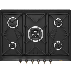 Встраиваемая газовая панель SMEG/ Газ,  Coloniale,газовая варочная панель, 70 см, антрацит/ фурнитура латунь
