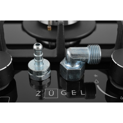 Встраиваемая варочная панель ZUGEL/ Встраиваемая варочная панель ZUGEL, газ, 30 см, 2 конфорки, WOK конфорка, автоподжиг, газ-контроль, чугунные решетки, цвет черный