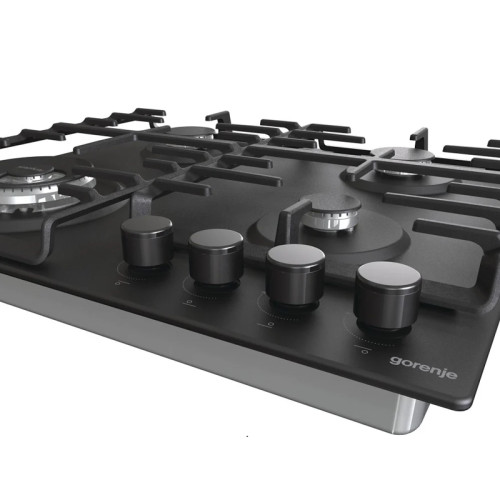 Встраиваемые газовая панели GORENJE/ Встраиваемые газовая панели GORENJE GW642SYB Газ, 60 ? 13 ? 52 см, Газ-контроль, чугунные решетки, вок, черный