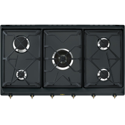 Встраиваемая газовая панель SMEG/ Газ,  Coloniale,газовая варочная панель, 90 см, антрацит/ фурнитура латунь