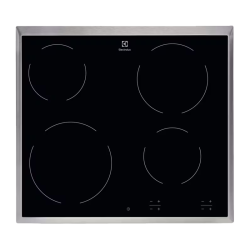 Встраиваемая варочная поверхность ELECTROLUX/ Электрическая варочная поверхность HiLight на 4 конфорки, cтеклокерамика, мощность: 6500 Вт, независимая установка, размеры (ШхГ): 57.6x51.6 см,рама из нержавеющей стали