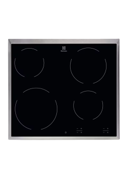 Встраиваемая варочная поверхность ELECTROLUX/ Электрическая варочная поверхность HiLight на 4 конфорки, cтеклокерамика, мощность: 6500 Вт, независимая установка, размеры (ШхГ): 57.6x51.6 см,рама из нержавеющей стали