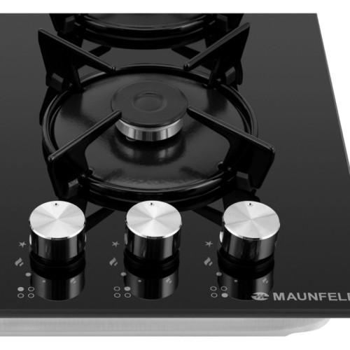 Газовая варочная панель MAUNFELD/ Газовая варочная панель MAUNFELD EGHG.64.13STS-EB, механическое управление, 4 конфорки, мощность конфорок 1000, 1700, 1700, 3000, электроподжиг, газ-контроль, WOK, корпус металл, поверхность стекло, цвет черный/нержавеюща