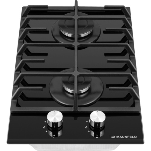 Газовая домино MAUNFELD/ Газовая домино MAUNFELD EGHG.32.6CB/G Варочная панель домино, газ, 2 конфорки, мощность конфорок 1700, 2600, механическое управление, электроподжиг, газ-контроль, черный цвет