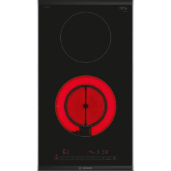 Serie 6, электрическая варочная поверхность, стеклокерамика, черная, ширина 30 см, рамка Comfort, 2 конфорки, 1 конфорка с круглой зоной расширения, управление DirectSelect, функция PowerBoost для передней конфорки, функция ReStart, таймеры выключения, пр