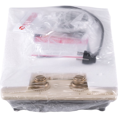 Электрическая варочная панель MAUNFELD/ Электрическая варочная панель EEHE.32VCBGB.R Hi-Light, механическое управление, 2 конфорки, мощность конфорок 1200, 1700 Вт, автоматическое выключение, цвет бежевый/бронзовый