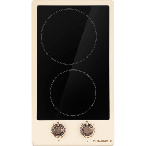 Электрическая варочная панель MAUNFELD/ Электрическая варочная панель EEHE.32VCBGB.R Hi-Light, механическое управление, 2 конфорки, мощность конфорок 1200, 1700 Вт, автоматическое выключение, цвет бежевый/бронзовый