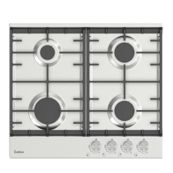 Варочная панель газовая, 60 см, 4 конфорки: экономичная конфорка (0,9 кВт), 2 стандартных конфорки (2х1,7 кВт), экспресс-конфорка (2,9 кВт), газ-контроль, электроподжиг, нержавеющая сталь, чугунные решетки, поворотные переключатели, комплект форсунок-пере