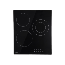 Варочная панель электрическая, стеклокерамика, Hi Light, 45 см, 3 конфорки, сенсорное управление, 9 уровней мощности, таймер 1-99 мин, блокировка управления, защитное отключение,  двухконтурная, 5000 Вт, черное стекло, 450х520х50 мм.