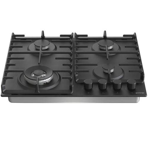 Встраиваемые газовая панели GORENJE/ Встраиваемые газовая панели GORENJE GW642SYB Газ, 60 ? 13 ? 52 см, Газ-контроль, чугунные решетки, вок, черный