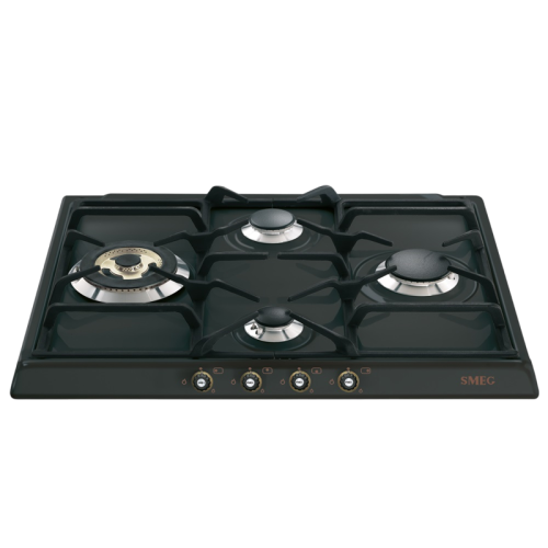 Встраиваемые газовые панели SMEG/ Газ,  CORTINA,газовая варочная панель, 60 см,антрацит/ фурнитура латунь
