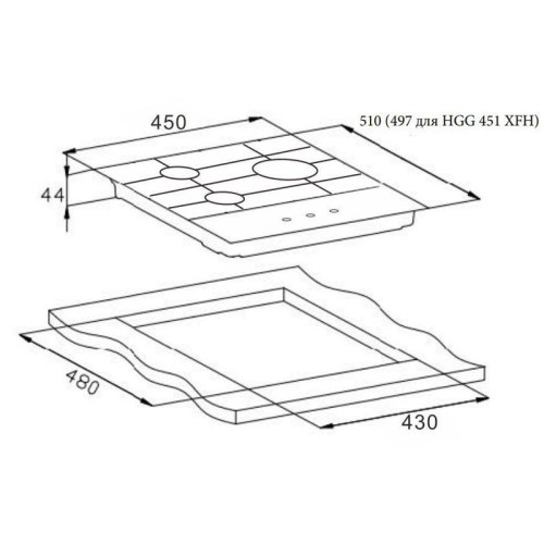 Газовая варочная поверхность/ Газовая варочная поверхность Weissgauff HGG 451 BGh черный