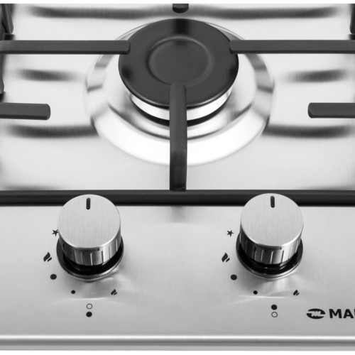 Варочная панель MAUNFELD, газ, 30 см, механическое управление, 2 конфорки, электроподжиг, цвет нержавеющая сталь