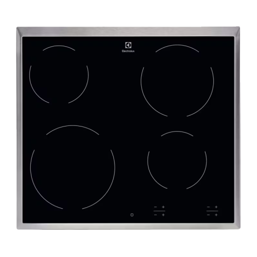 Встраиваемая варочная поверхность ELECTROLUX/ Электрическая варочная поверхность HiLight на 4 конфорки, cтеклокерамика, мощность: 6500 Вт, независимая установка, размеры (ШхГ): 57.6x51.6 см,рама из нержавеющей стали
