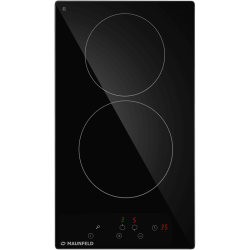 Встраиваемая варочная панель/ Электрическая варочная панель, 30 см, 2 конфорки, сенсорное управление, автоматическое отключение, таймер, черный