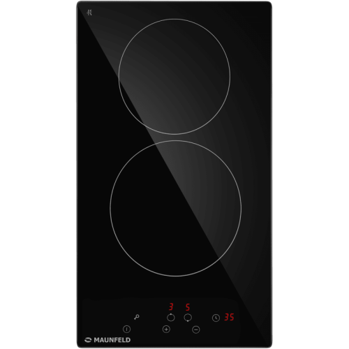 Встраиваемая варочная панель/ Электрическая варочная панель, 30 см, 2 конфорки, сенсорное управление, автоматическое отключение, таймер, черный