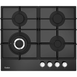 ГАЗ, 60 см, 4 конфорки, черное стекло