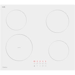 Варочная панель электрическая, индукция, 60 см, 4 конфорки, функция Booster на одной зоне, сенсорное управление, 9 уровней мощности, таймер 1-99 мин, блокировка управления, защитное отключение,  6800 Вт, белое стекло Eurokera (Франция), 590х520х58 мм.